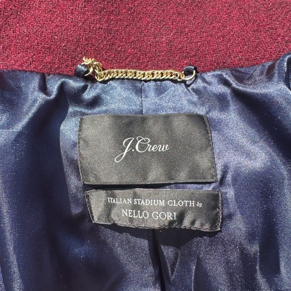 J.Crew Cocoon Coat Italian Stadium Cloth Nello Gori Wool Burgundy Size M - Picture 6 of 11